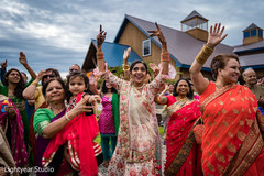 Bride and groom's family having fun at the Baraat procession Bride and groom's family having fun at the Baraat procession