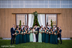 Marvelous Indian lovebirds portrait with bridesmaids and groomsmen. Marvelous Indian lovebirds portrait with bridesmaids and groomsmen.