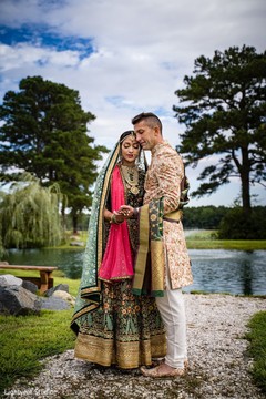 An intimate moment of bride and groom captured during the photoshoot An intimate moment of bride and groom captured during the photoshoot
