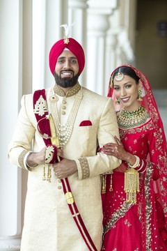 Indian bride and groom in their wedding ceremony outfits. Indian bride and groom in their wedding ceremony outfits.