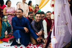 Indian groomsmen at wedding ceremony ritual. Indian groomsmen at wedding ceremony ritual.