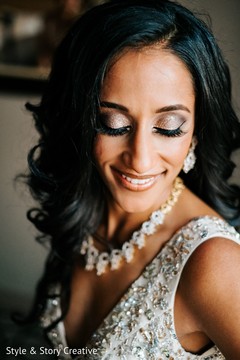 Indian bride with her reception makeup done. Indian bride with her reception makeup done.