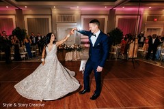 Indian bride and groom's reception dance. Indian bride and groom's reception dance.