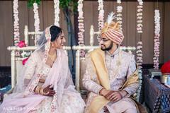 Indian couple at wedding ceremony seats. Indian couple at wedding ceremony seats.