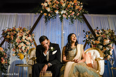 Indian couple at wedding reception stage. Indian couple at wedding reception stage.
