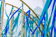 Indian wedding flowerpetals lines, aqua and blue laces decorations. Indian wedding flowerpetals lines, aqua and blue laces decorations.