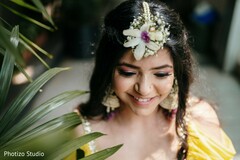 Indian bride with her real flower tika. Indian bride with her real flower tika.