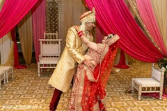 Indian bride and groom at reception dance. Indian bride and groom at reception dance.