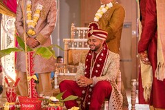 Indian groom at the wedding ceremony seating. Indian groom at the wedding ceremony seating.