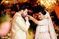 Romantic moment between bride and groom. Romantic moment between bride and groom.