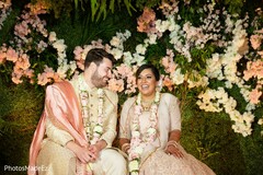 Indian bride and groom having a great time during the wedding ceremony Indian bride and groom having a great time during the wedding ceremony