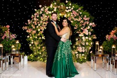 Dreamy Indian bride and groom at their reception photoshoot. Dreamy Indian bride and groom at their reception photoshoot.