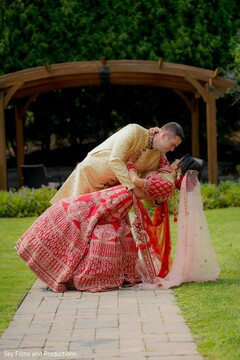 Lovely Indian wedding couple smiling. Lovely Indian wedding couple smiling.