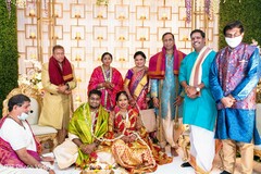 Lovely bride and groom family portrait Lovely bride and groom family portrait