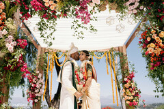 Indian bride and groom in traditional wedding dress Indian bride and groom in traditional wedding dress