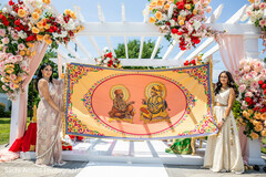 Stunning mandap with flowers and wood decor Stunning mandap with flowers and wood decor