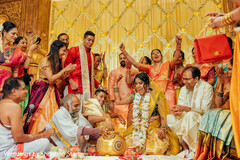 Gorgeous indian couple at their wedding stage