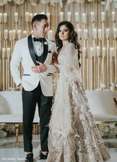 Elegant indian newlyweds at their wedding reception Elegant indian newlyweds at their wedding reception