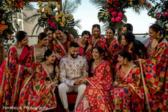 Stunning couple with bridesmaids Stunning couple with bridesmaids