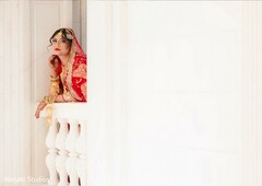 Reflections in Red: Poise on the Bridal Balcony Reflections in Red: Poise on the Bridal Balcony