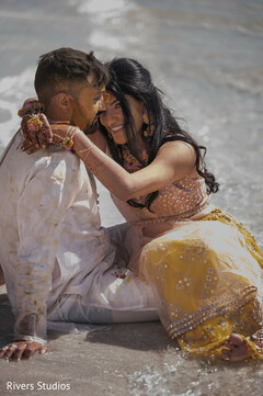 Waves of Laughter: Haldi Fun on the Shore