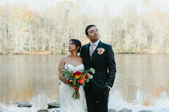 A Bride and Groom's Lakeside Bliss