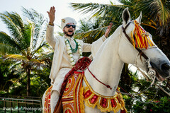 Radiant Groom: Waving on Horseback