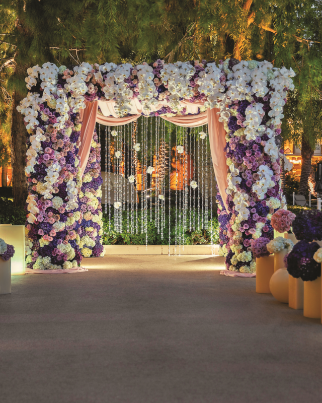 indian wedding,wedding inspiration,floral wedding inspiration,wedding entrance,aria resort and casino,wedding flowers