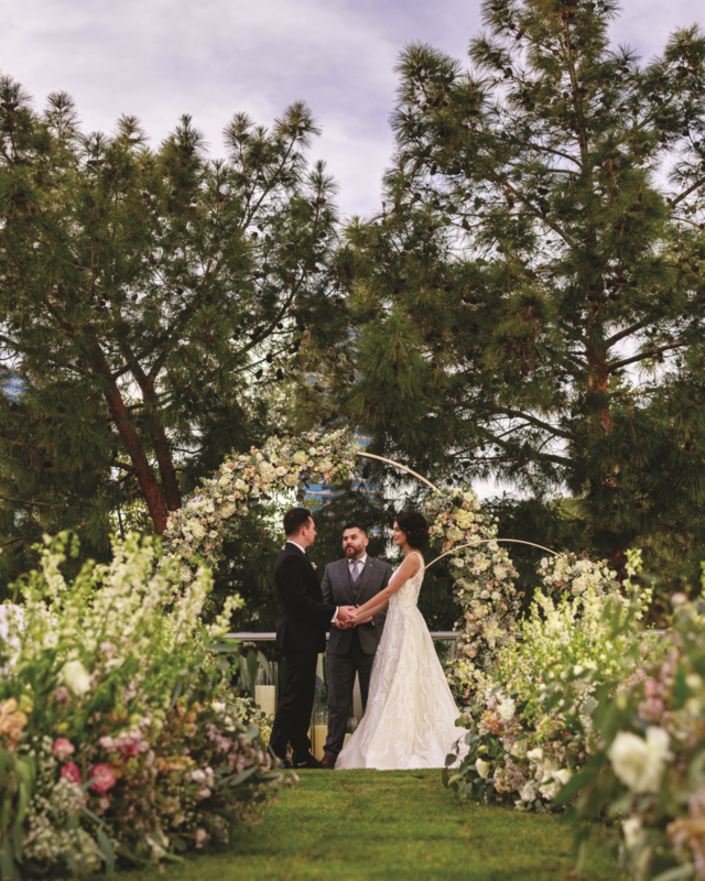 wedding ceremony,wedding inspiration,floral arch,wedding flowers,indian wedding,las vegas wedding venue,las vegas wedding,aria resort and casino