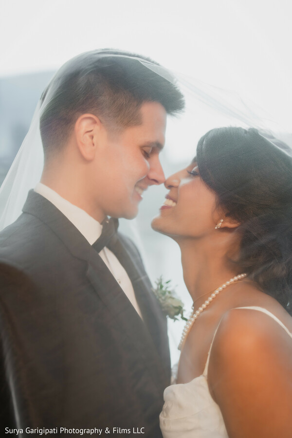 under the veil photo,romantic couple moment,wedding portrait close-up,bride and groom nose touch