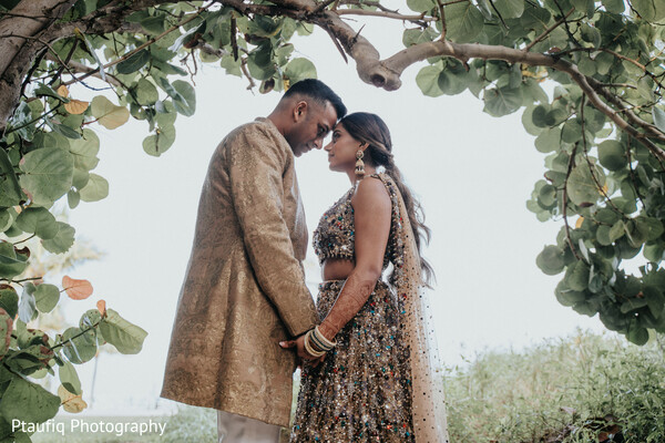 romantic couple portrait,tropical wedding,foliage frame,heartfelt moment,nature wedding