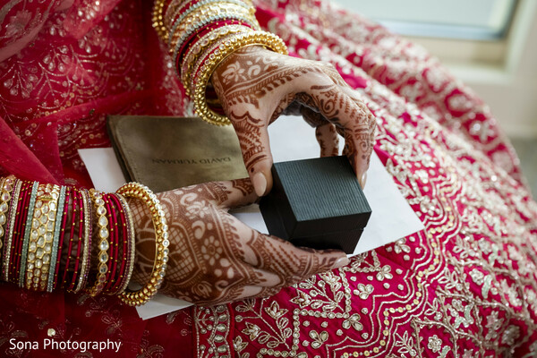 ring box,bride hands,henna,red lehenga,close-up,proposal,bridal jewelry