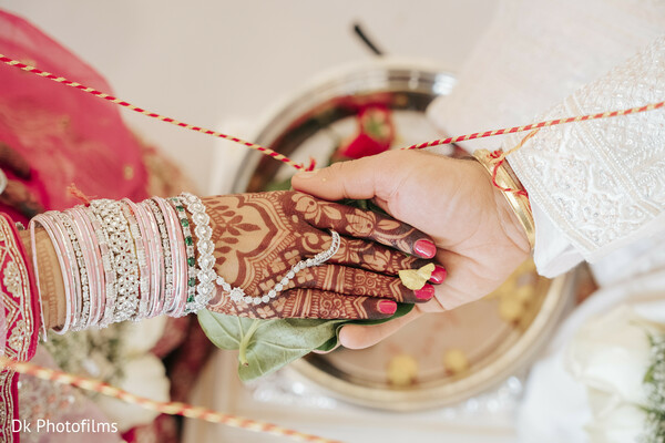 wedding rituals,sacred thread,indian tradition,bride and groom hands,mehndi art,close-up detail,emotional moment,wedding ceremony,marriage knot,bridal bangles