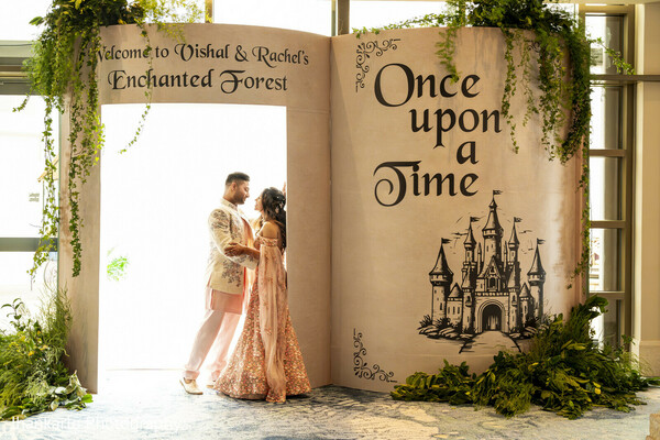 fairytale wedding,once upon a time decor,enchanted forest theme,whimsical entrance,destination wedding,bride and groom walk,themed wedding,storytelling decor,magical moment,romantic wedding