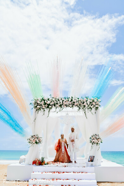 Colorburst by the Sea: A Mandap Alive with Tropical Magic