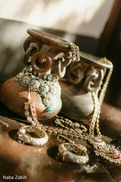 Bridal Jewelry Flatlay With Rustic Clay Elements