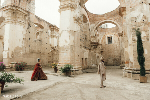 First Look Moment in Ancient Ruins