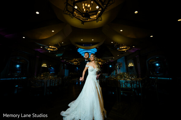 first dance couple,romantic reception moment,bride white gown,groom tuxedo,dim lighting wedding,dance floor romance,wedding spotlight moment,elegant reception vibe,intimate dance,evening celebration