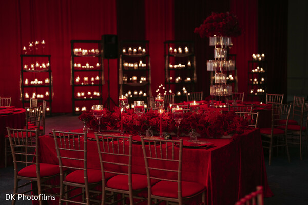 reception decor,luxury reception,candlelight decor,floral centerpieces,wedding tablescape,elegant reception,reception details,event design,wedding styling,red florals