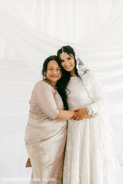 Bride in White Gown with Mother