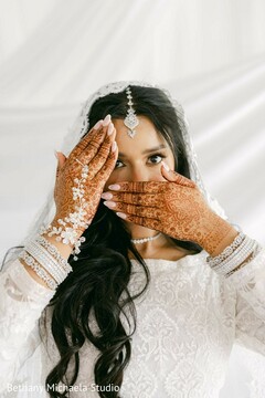 Bridal Portrait with Mehndi and Maang Tikka