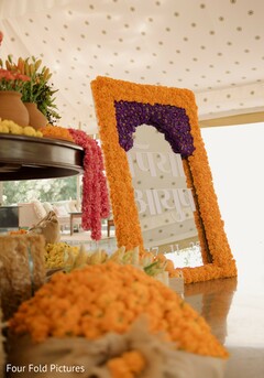 Floral Frame with Text in Indian Script