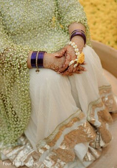 Mehndi Hands with Purple Bangles and Floral Bracelet