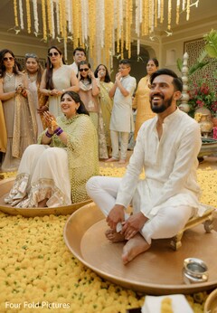 Couple in Yellow and White Floral Decor