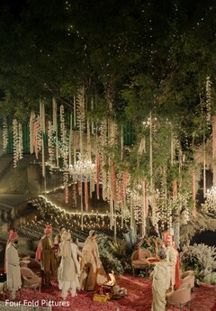 Outdoor Decor with Petals and Lights