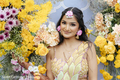 Floral Bridal Jewelry and Outfit for Pre-Wedding Celebration