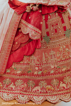 Red Bridal Lehenga with Intricate Gold Embroidery