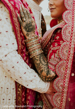 Close-up of Bridal Mehndi and Bangles
