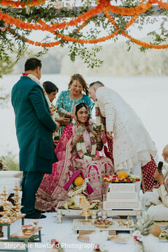 Outdoor Wedding Ceremony with Bride in Pink Lehenga