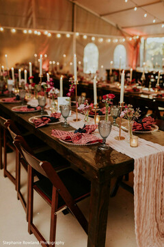 Elegant Wedding Reception Table Decor with Candles and Floral Accents